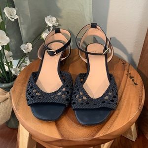 J. Crew Navy Blue Woven Leather Sandal - Size 7.5